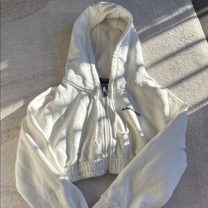 Alphalete Ivory Cropped Hoodie